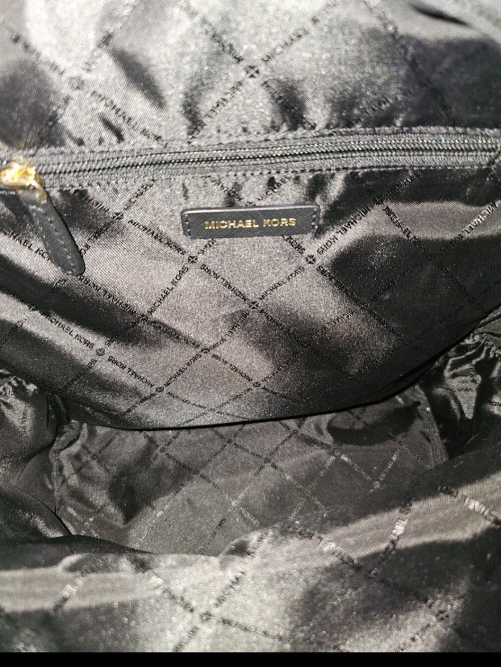 Michael Kors Black Nylon Backpack with Gold Accents - Picture 3 of 6